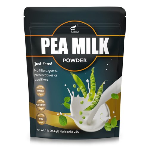 Folona Unsweetened Pea Milk Powder, Sugar Free Non-dairy Coffee Creamer. Perfect for Tea, Smothie, and Cooking - Vegan, Keto, Paleo Friendly - 1lb Plant Based Milk With 7.2 g Pea Protein Per Serving, Shelf Stable. Free of GMOs, Soy, Nut, Gluten, Lactose