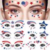 4th of July Temporary Tattoos 10 Sheets Independence Day Face Decorations Tattoos Red White Blue Patriotic Design Tattoo Supplies for Women Men Boys Girls Indepence Day Party Parade Tattoo Stickers