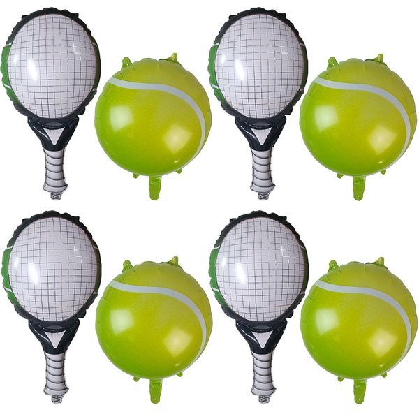 8Pcs Tennis Party Balloons Decorations, Tennis Ball Foil Balloons Tennis Racket Mylar Balloons for Men Women Kids Sports Tennis Themed Party Decorations Supplies