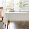 QIANQUHUI Embroidered Tablecloth for Dining Table,Dust Proof Spillproof Soil Resistant Cotton Linen Rectangle Table Cloths (Coffee Wheat, Rectangle/Oblong, 55'x70'', 4-6 Seats)