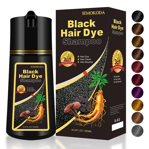 Black Hair Dye Shampoo 3 In 1, Hair Color Treated Shampoo Para Canas, 100% Gray Hair Coverage for Women & Men Parent, Lasts 30 Days, Easy To Use, Christmas Gift, 500ml