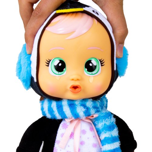 Cry Babies Tiny Cuddles Christmas Izzy - 9" Baby Dolls, Cries Real Tears, Blue Penguin Themed Pajamas