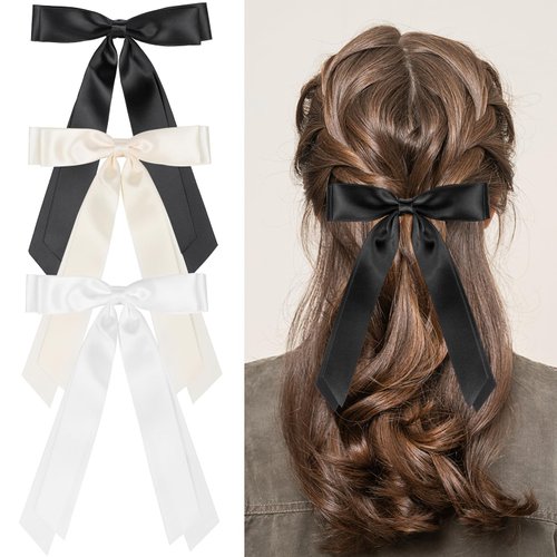 3PCS Silky Satin Hair Bows, Etercycle Beautiful Hair Ribbon Tassel Bow Clip, BowKnot Barrettes Ha...