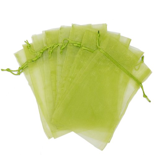 30 Designer Organza Fabric Gift Bags Pouches Party Gift Bags Green 5.5" by 9"