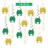 Maicaiffe Frog Hanging Swirl Decorations - Glitter 18 Pcs Boys Girls Kids Birthday Party Supplies - Baby Shower Streamers - Rainforest Reptile Frog Birthday Party Foil Swirls Ceiling Decorations