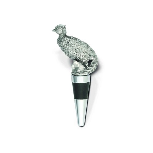 Vagabond House Pewter Pheasant Bottle Stopper Wine Topper Silicone Saver Artisan Designer Handcrafted - Gift Boxed 5 inch Tall