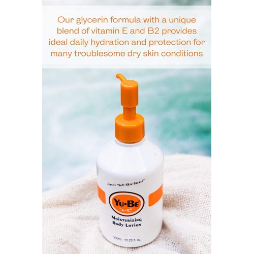 Yu-Be Hand & Body Lotion Deeply Hydrating Moisturizer Pump Bottle for Extra-Dry Skin - Day & Night Daily Moisturizing Skin Cream | Good For Cracked Heels I Non-Greasy - 10.25 Fl. Oz.