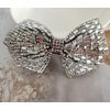Bling Rhinestone Bow Hair Clip for Ponytail Holder, White Crystal Bowknot Spring Clip French Side Hair Barrettes Hair Pins Accessories for Women