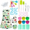 TEUVO Kids Baking Chef Set 35 Pcs with Dinosaur Apron and Mitt, Cooking Chef Dress Up Role Play Kitchen Toys Set for Kids Aged 3 4 5 6 7 8