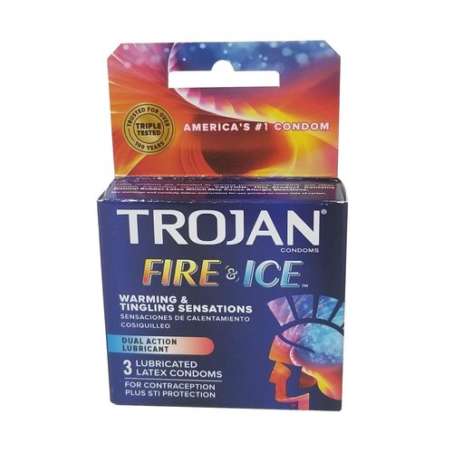 Trojan Pleasure Fire & ICE Dual Action Ultrasmooth Lubricated Premium Latex Condoms - 12 Packs 3 Condoms in Each Pack (36 Condoms Total)