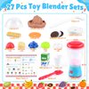 PLAY Smoothie Maker Toy Blender Set - 27 Pcs Pretend Play Kitchen Appliance for Kids with Realistic Action, Light and Sound, Play Toy Food Fruits and Cookies, Toy Mixer Birthday Gift for Kids Ages 3+