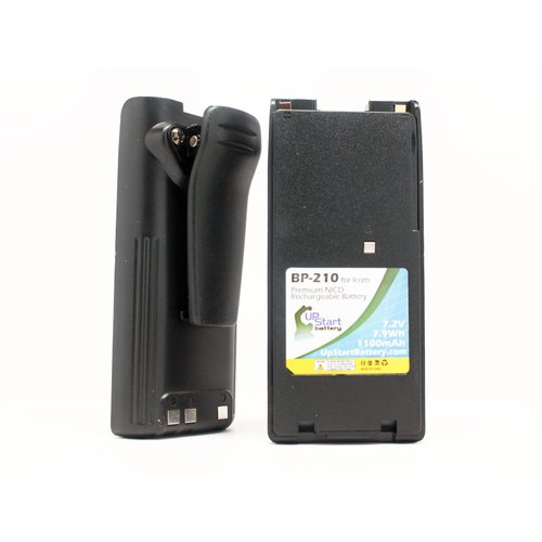 2X Pack - Icom BP-210 Two-Way Radio Battery with Clip Replacement (1100mAh, 7.2V, NI-CD) - Compatible with Icom BP-209N Battery, Icom IC-A24, Icom IC-V8, IC-V82, IC-A6, IC-F21GM, IC-F21, IC-F11