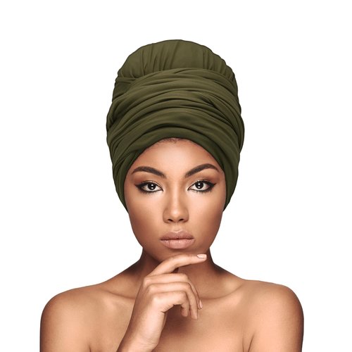 Easy Turban Head Wraps for Women Turban Head Wraps Hijab Scarf Headwraps Headband Stretchy Headwraps Head Scarf for Women (Closed Type, Olive)