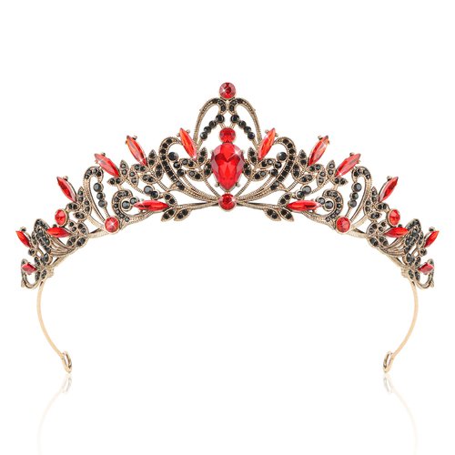 CIEHER Red and Black Crown for Women Girls, Queen of Hearts Crown Costume Evil Queen Crown for Halloween Decorations, Red Crown Red Tiara for Girls, Crowns for Women Birthday Prom Gothic Wedding Party