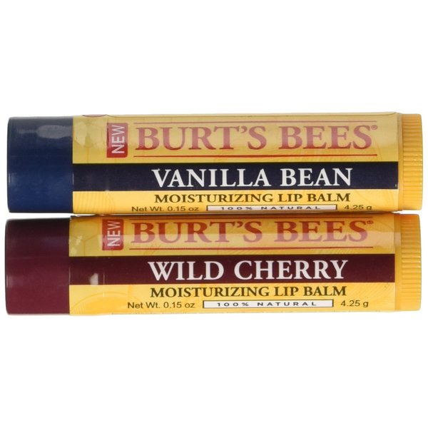 Burt's Bees Combo Pack Wild Cherry and Vanilla Bean Lip Balm (3)
