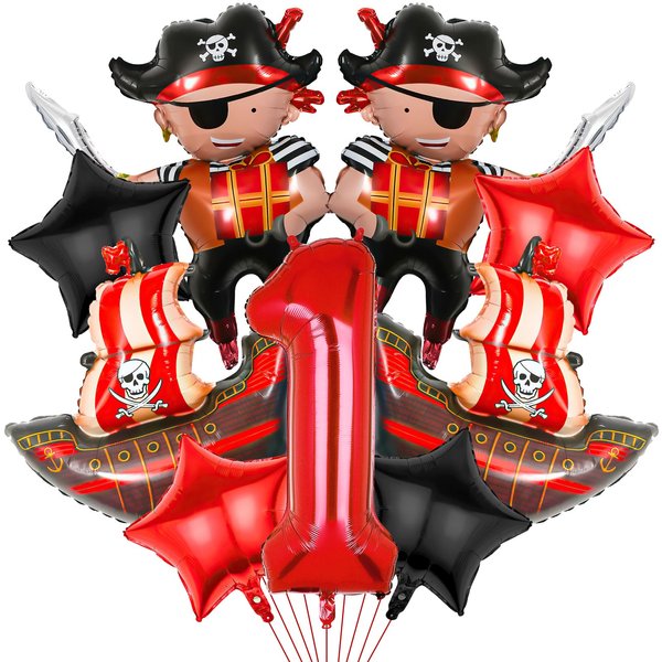 Pirate Ship Balloons Party Decorations, 9Pcs Pirate Balloons Birthday Party Supplies Pirate Balloons Party Decorations for Pirate Theme 1st Birthday Party Supplies