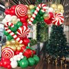 139PCS Christmas Balloon Garland Kit, Red Dark Green White and Metallic Gold Xmas Balloon Arch Set with Candy Cane Gift Box Foil Balloons for New Year Decor Holiday Birthday Party Decorations Supplies