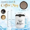 Sumind 6 Pcs Thank You Employee Appreciation Gifts Bulk 17 oz Inspirational Stainless Steel Coffee Mugs with Handle Lid Straw for Staff Employee Coworker Teacher Gifts(White, 4 Pcs)