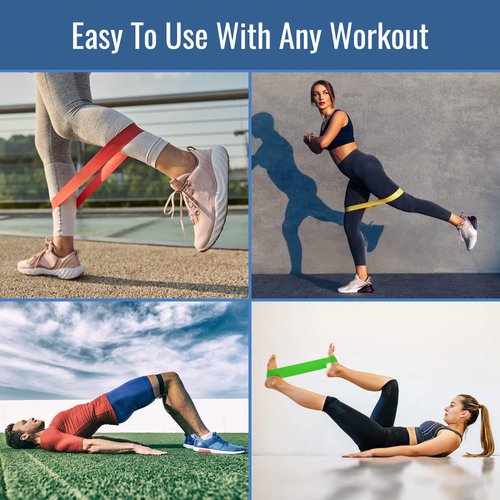 Heelbo Physical Therapy Rubber Resistance Bands with 5 Levels of Resistance, Durable and Long-Lasting, FSA & HSA Eligible, Includes 5 Bands, Travel Bag & Instruction Manual