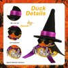 2pcs Halloween Duck Ornaments, 1.96x1.85 Inch Rubber Duck Ornaments Mini Witch Hat Ducks with Sunglasses Necklace Halloween Accessories for Halloween Themed Car Decor