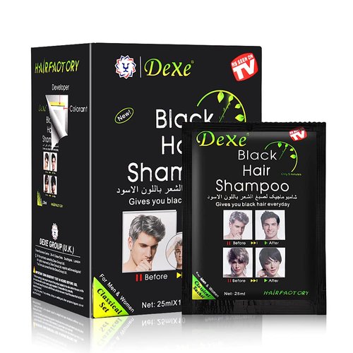 Yuolita 10 PCS Hair Dye Shampoo for Men Women, Black, Natural Hair, Instant Hair Dye, Lasts 30 Days, Great Choice for Woman & Man