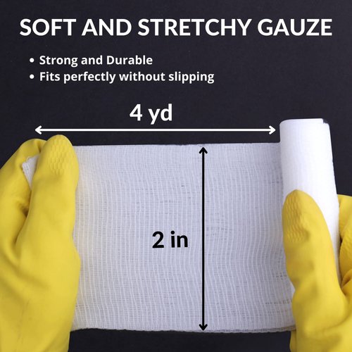 D&H Medical Pack of 36 Gauze Bandage Roll 2 Inches x 4 Yards - Medical Gauze Wrap for Wounds Care - Easy to Use Cotton Sterile Gauze Rolls for Hand Wrap Dressing Ankles & Knees