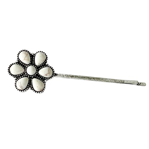 TMUSIBEN Hair Clips for Women and Girls Three Colors Turquoise Beige and Pink with Metal Bohemian Conch Squash Blossom Western Cowgirl Retro Ethnic Style Wedding Hair Accessory (beige)