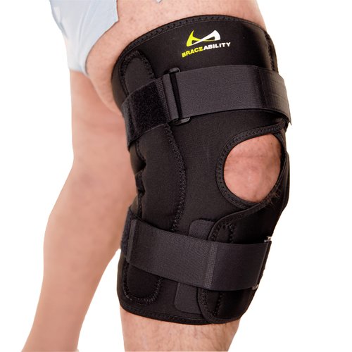 BraceAbility Hinged Obesity Knee Brace - Plus Size to Overweight Wraparound Support for Womens and Mens Arthritis Treatment, Bariatric Joint Pain Relief, Kneecap Instability, Ligament Weakness (5XL)