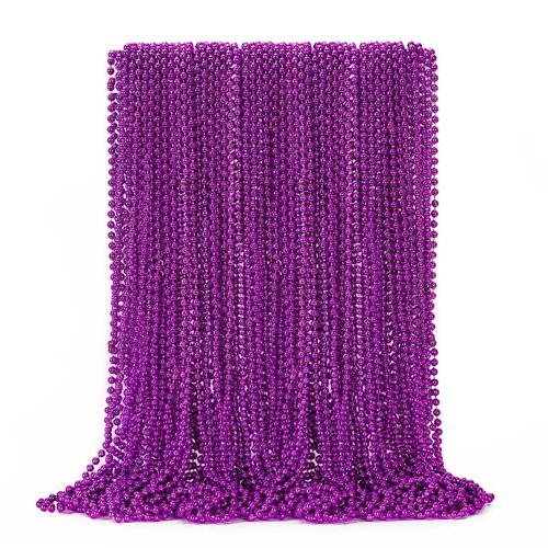 EOBOH 50PCS Mardi Gras Beads, Purple Bead Necklace Party Favors, 33&quot; Necklaces Women Men, Festiva...