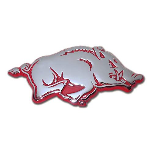 Arkansas UA Razorbacks Metal Auto Emblem with Red Trim