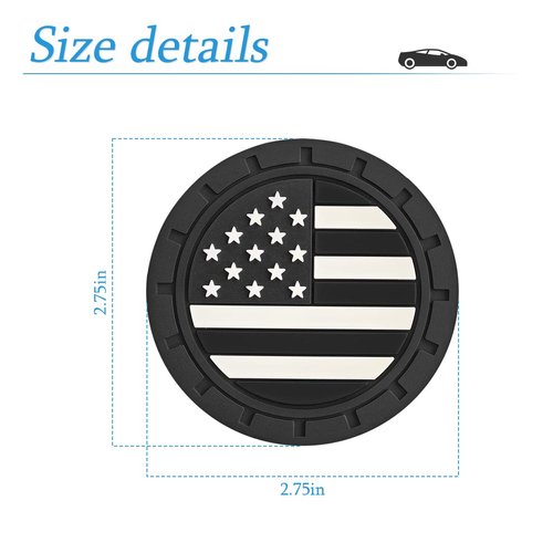 AUCELI 4 Pack Car Cup Holder Coasters, Colored American Flag US Flag Insert Car Cup Coaster, 2.75 Inch Anti Slip Shockproof Embedded Drink Mat, Vehicle Interior Decor Accessories