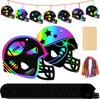 64 Pcs Football Scratch Paper Football Helmet Scratch Cards Ornaments with Wooden Stylus and Ribbons Color Your Own Football for DIY Crafts Painting Football Classroom Party Supplies