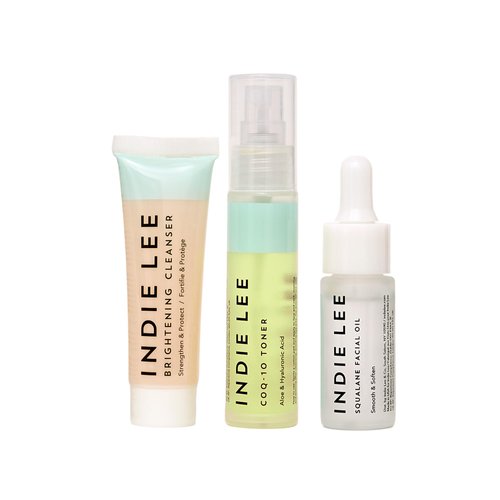 Indie Lee Discovery Kit - Brightening Cleanser, CoQ-10 Toner + Squalane Facial Oil - Skincare Reg...