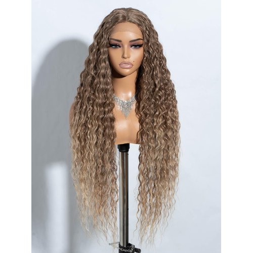 Joedir 32&quot; Long Deep Curly Wavy Lace Front Synthetic Wigs HD Transparent Glueless Lace Wig Heat R...