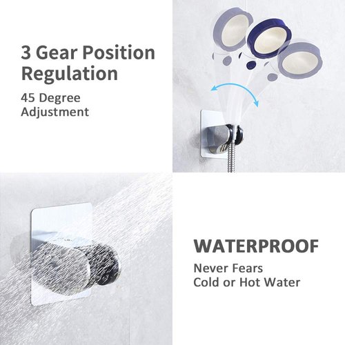 KAIYING Self Adhesive Handheld Shower Head Holder Wall Mount, Adjustable Angle Rv Shower Head Holder, Bathroom Shower Wand Holder, Universal Shower Bracket, ABS, Chrome