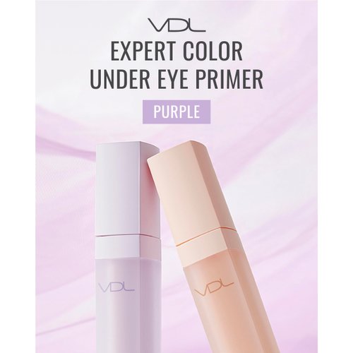 VDL Expert Color Under-Eye Primer (Purple, 0.19 oz) - Color-Correcting Concealer for Dark Circles, Uneven Skin Tone. Hydrating, Smooth. Korean Makeup.