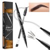 LOKFAR Microblading Eyebrow Pen, 2-In-1 Dual-Ended Waterproof Eyebrow Pencil with 4-Fork-Tip & Ultra-Precise Tip, and an Angled Eyebrow Brush, Eye Brow Pencils for Women -Black
