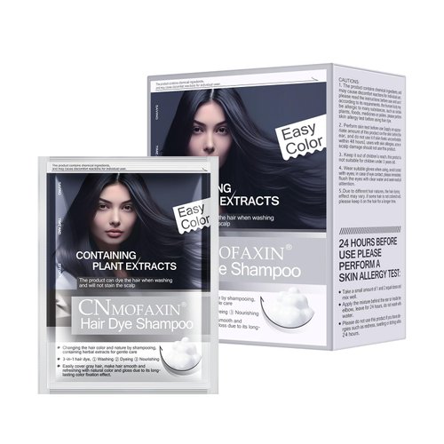 CNMOFAXIN Natural Black Hair Dye Shampoo 3 in 1 For Men and Women,Pack 8 Travel & Trial Sachet - Herbal Ingredients Semi-Permanent Hair Color shampoo for Gray Hair Coverage & Beard - 0.95fl.oz* 8