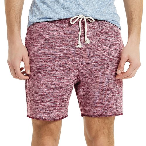 Zengjo Mens Lounge Shorts Terry Cloth Elastic Waist with Pockets 6 Inch Inseam (Marled Burgundy,XL)