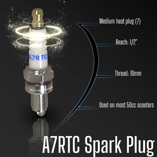 AlveyTech A7RTC Spark Plug - to Replace NGK/Torch Plugs for Honda Coolster TaoTao 4 Wheeler ATV, Quad, Moped Scooter, Go Kart, and Mini/Dirt/Pit Bike with GY6 Engine not Pack
