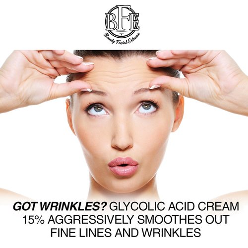 Beauty Facial Extreme Glycolic Acid 15% Anti-Wrinkle Cream- Extra strength Alpha Hydroxy Acid Enhanced with Green Tea Extract. Improves Complexion & Smooths Out Fine Lines & Wrinkles.