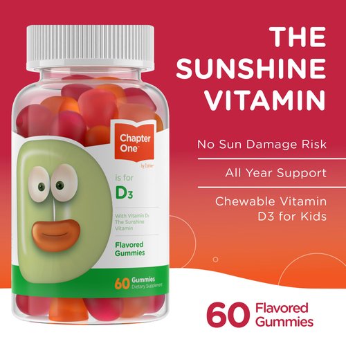 Zahler - Chapter One Vitamin D 3 1000 IU Gummies (60 Flavored Gummies) - Certified Kosher Chewable Vitamin D3 Gummies for Kids & Adults - VIT D3 Supplements - Made in USA Vitamin D Gummies