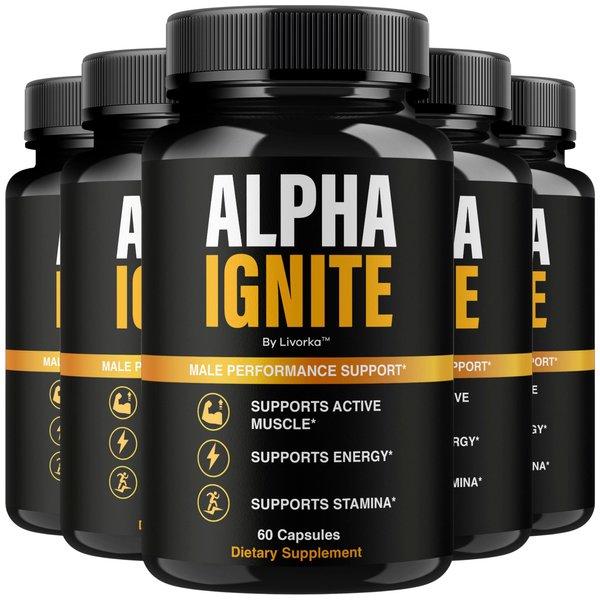 (5 Pack) Alpha Ignite Capsules - Official Alpha Ignite Pills Advanced Formula Support Maximum Strength, Natural AlphaIgnite Supplement for Overall Health & Wellness Reviews, 300 Capsules for 5 Months