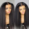 MACA BAKA Kinky Straight Synthetic Lace Front Wig Glueless 180 Density Long Black Yaki Straight 13x4 Lace Front Wigs for Black Women Pre Plucked 24 Inches Natural Color