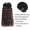 Caliee 22Inch Clip in Hair Extension Jerry Curly Double Weft Human Hair 3B 3C Curly Ombre Color Natural Hair Black Color into #4 Dark Brown Color 120Gram with 7 Pieces 17 Clips Per Pack