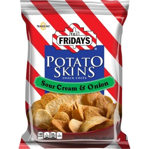 TGI Friday's Potato Skins Snack Chips, Sour Cream & Onion, 3-Ounce Bags (Pack of 6)