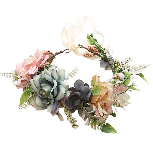 Vivivalue Woodland Flower Crown Forest Fairy Headpiece Elf Headband for Women Girls Renaissance Wedding Maternity Cosplay Halloween Photo Prop