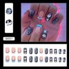 Halloween Press on Nails Medium Square Fake Nails with Spider Web Design Acrylic Nails Nightmare Before Christmas Nails Scary Stick on Nails Holiday French Tip Artificial Nails for Women 24Pcs