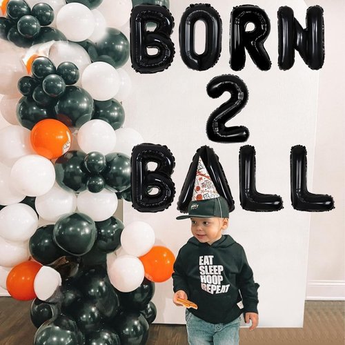 Wonmelody Sports 2nd Birthday Party Decors Sports Theme 2nd Birthday Party Supplies with Born 2 Ball Sports Banner Baseball Rugby Ball Basketball and Soccer Ball Foil Balloons Supplies for 2nd Boys