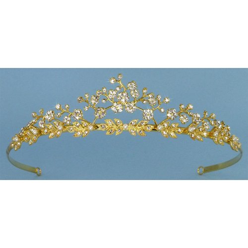 Elegant Wedding Bridal Tiara of Vines, Flower and Leaves with Encrusted Rhinestone Crystals Accented with Pearls for Wedding, Prom, Quinceañera or Other Special Events #8F4H0gd